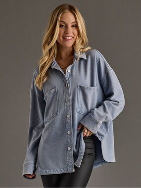 Panache Light Blue Oversized Button-Front Shackleton